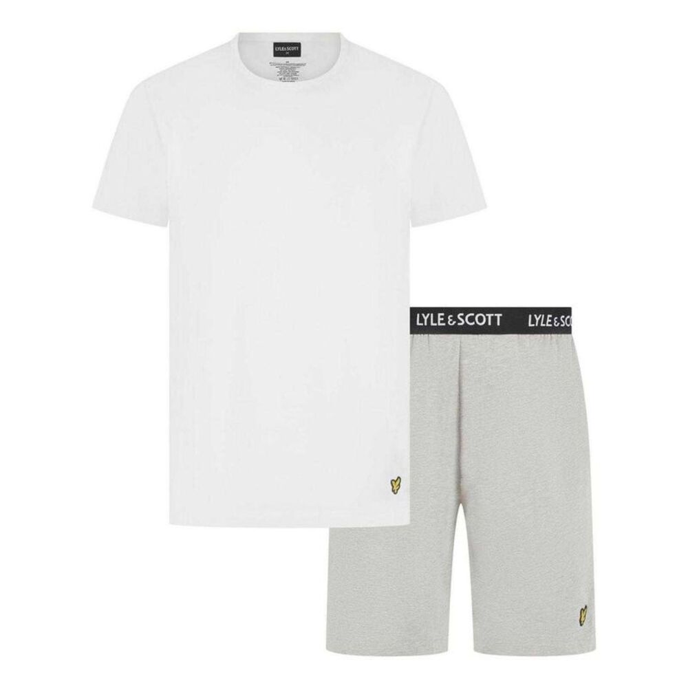Lyle & Scott Mens Charlie T-Shirt & Shorts Set / White/Gray